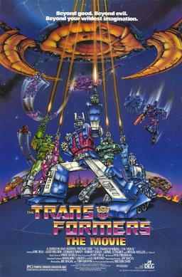 Picture of a movie poster for the 1986 Transformers film